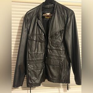 Harley-Davidson Black Leather Military Jacket